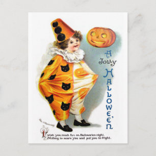 Carte Postale Ellen H. Clapsaddle : Arlequin d'Halloween