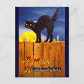 Carte Postale Ellen H. Clapsaddle : Chat noir sur une clôture (Devant)