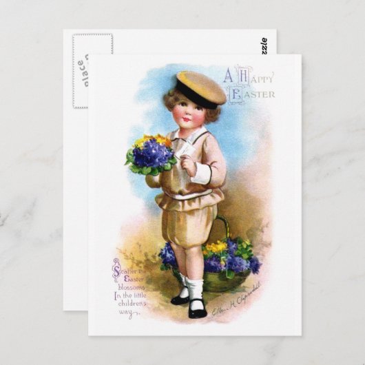 Carte Postale Ellen H. Clapsaddle : Enfant avec Forget-me-not (Devant / Derrière)