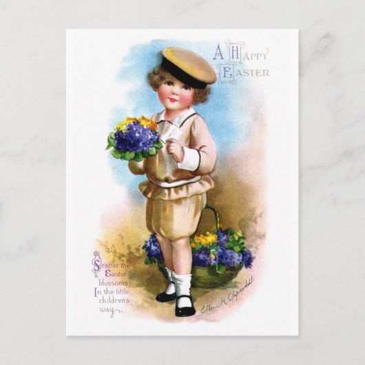 Carte Postale Ellen H. Clapsaddle : Enfant avec Forget-me-not (Devant)
