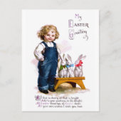 Carte Postale Ellen H. Clapsaddle : Enfant avec trois lapins (Devant)