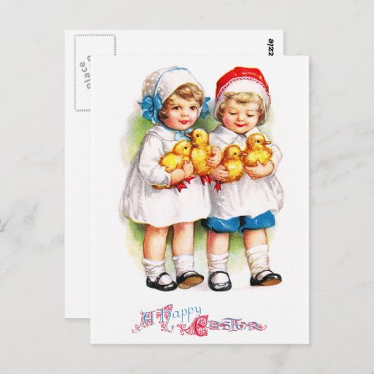 Carte Postale Ellen H. Clapsaddle : Enfants avec colliers (Devant / Derrière)