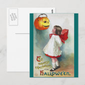Carte Postale Ellen H. Clapsaddle : Fille avec Jack O'Lantern (Devant / Derrière)