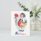 Carte Postale Ellen H. Clapsaddle : Fille avec Poinsettia (Debout devant)