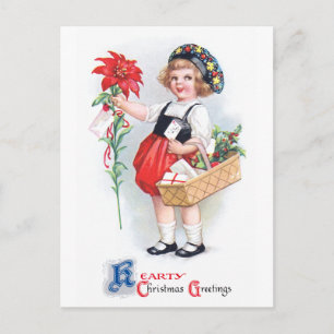 Carte Postale Ellen H. Clapsaddle : Fille avec Poinsettia