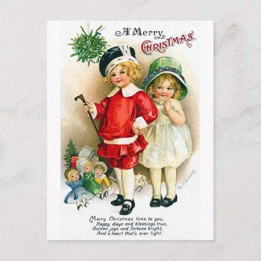 Carte Postale Ellen H. Clapsaddle : Garçon et fille avec jouets (Devant)