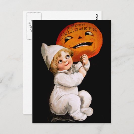 Carte Postale Ellen H. Clapsaddle : Jouet avec Citrouille (Devant / Derrière)