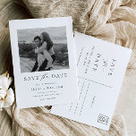 Carte Postale Ellesmere Modern Minimalist Photo Enregistrer La D<br><div class="desc">L'Ellesmere Wedding save the date card présente un design minimaliste moderne avec une police de caractères manuscrite sur un arrière - plan blanc pour un look simple et épuré. Les en-têtes de script sont une image qui ne peut pas être modifiée. Tous les autres textes sont entièrement modifiables. Pour une...</div>