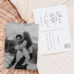 Carte Postale Ellesmere Modern Minimalist Photo Enregistrer La D<br><div class="desc">L'Ellesmere Wedding save the date card présente un design minimaliste moderne avec une police de caractères manuscrite sur un arrière - plan blanc pour un look simple et épuré. Les en-têtes de script sont une image qui ne peut pas être modifiée. Tous les autres textes sont entièrement modifiables. Pour une...</div>