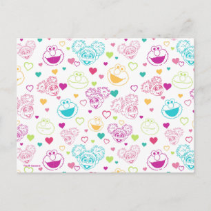 Carte Postale Elmo & Abby Cadabby Valentine Hearts Motif