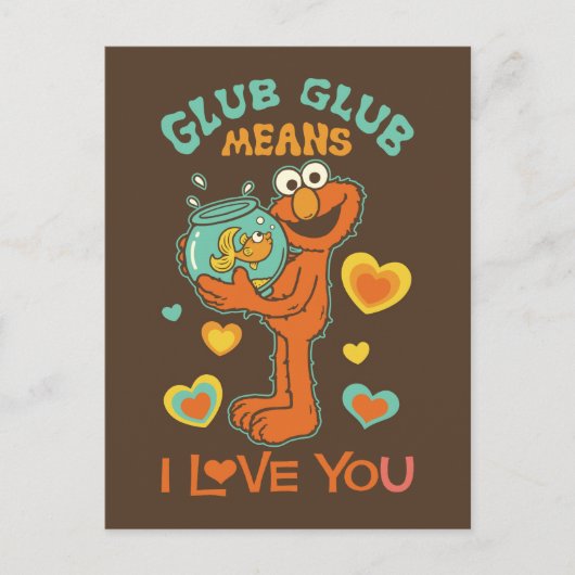 Carte Postale Elmo Holding son poisson rouge animal (Devant)