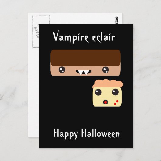 Carte Postale Éloge vampire "Happy Halloween" (Devant / Derrière)