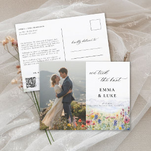 Carte Postale Elopement Fleur sauvage Mountain Photo QR Mariage