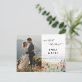 Carte Postale Elopement Fleur sauvage Mountain Photo QR Mariage (Debout devant)