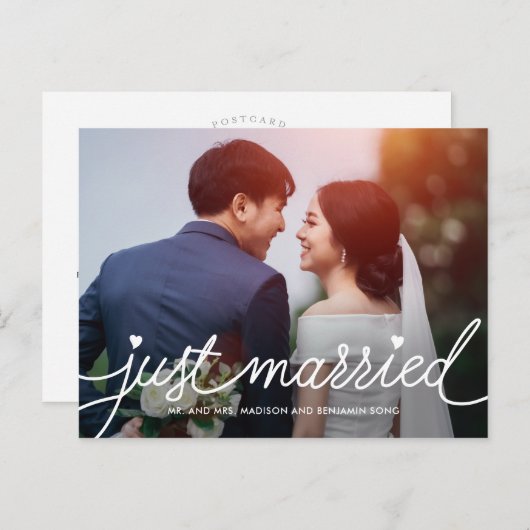 Carte Postale Elopement Mariage Darling Script (Devant / Derrière)