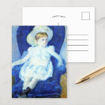 Carte Postale Elsie dans une chaise bleue | Mary Cassatt<br><div class="desc">Elsie in a Blue Chair (1880) de Mary Cassatt représente une jeune fille assise dans une chaise bleue, capturée avec la signature de l'artiste style impressionniste. Le tableau présente un brossage délicat et une palette de couleurs douces, mettant l'accent sur l'innocence et le charme de l'enfance. La posture détendue et...</div>