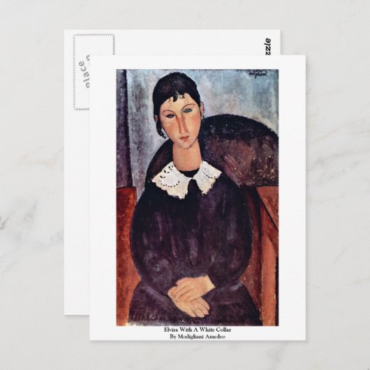 Carte Postale Elvira Avec Un Col Blanc De Modigliani Amedeo (Devant / Derrière)