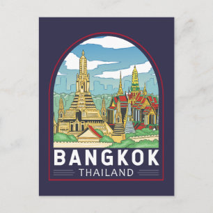Carte Postale Emblème Bangkok Thaïlande Travel Retro