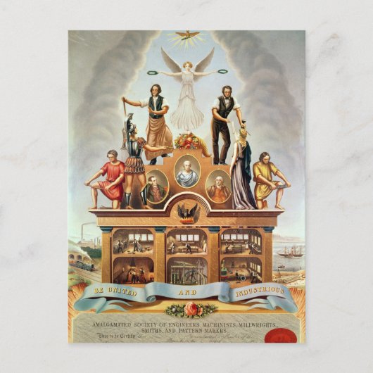 Carte Postale Emblème commercial de la société fusionnée (Devant)