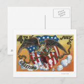 Carte Postale Emblème d'aigle tenant des feux d'artifice, Boucli (Devant / Derrière)