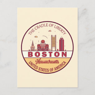 Carte Postale Emblème de Boston Massachusetts City Skyline