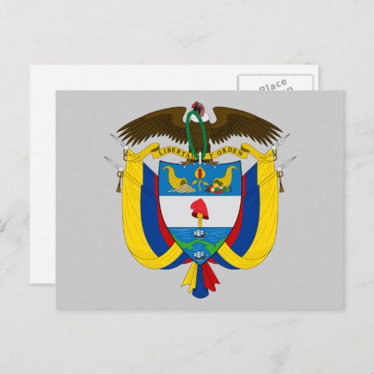 Carte Postale emblème de la colombie (Devant / Derrière)