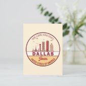 Carte Postale Emblème de la skyline de Dallas Texas (Debout devant)