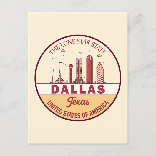 Carte Postale Emblème de la skyline de Dallas Texas (Devant)