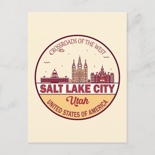 Carte Postale Emblème de la skyline de Salt Lake City Utah (Devant)