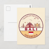 Carte Postale Emblème de la ville de Bali Indonésie Skyline (Devant / Derrière)