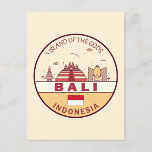 Carte Postale Emblème de la ville de Bali Indonésie Skyline