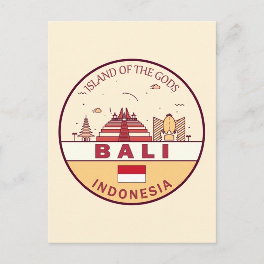 Carte Postale Emblème de la ville de Bali Indonésie Skyline (Devant)
