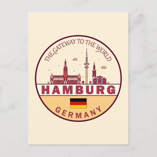 Carte Postale Emblème de la ville de Hambourg en Allemagne (Devant)