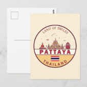 Carte Postale Emblème de la ville de Pattaya Thaïlande Skyline (Devant / Derrière)