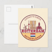 Carte Postale Emblème de la ville de Rotterdam aux Pays-Bas (Devant / Derrière)
