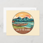 Carte Postale Emblème de pêche en bateau sur le lac des Ozarks M (Devant / Derrière)