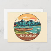 Carte Postale Emblème de pêche nautique du lac Champlain (Devant / Derrière)