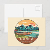 Carte Postale Emblème de pêche nautique du lac Chelan Washington (Devant / Derrière)