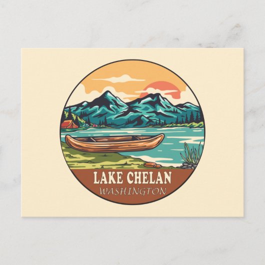 Carte Postale Emblème de pêche nautique du lac Chelan Washington (Devant)