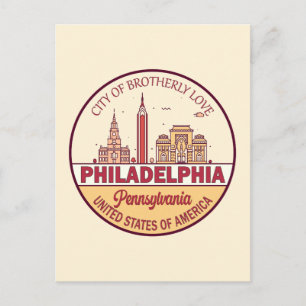 Carte Postale Emblème de Philadelphie Pennsylvania City Skyline