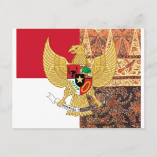 Carte Postale Emblème d'Indonésie - Drapeau Garuda Pancasila Bat