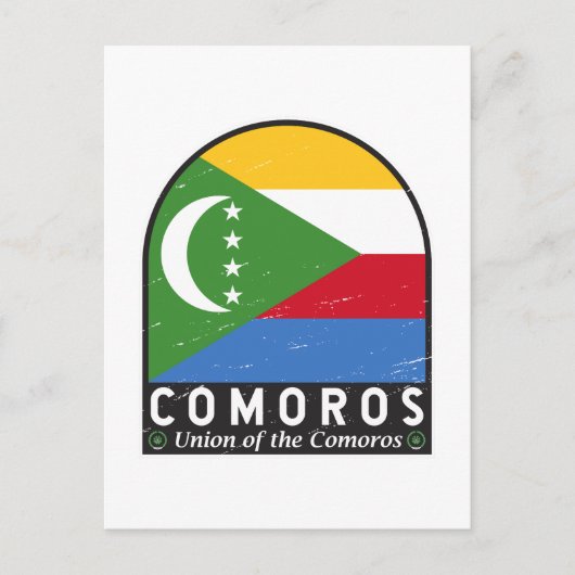 Carte Postale Emblème Drapeau Comores Vintage (Devant)