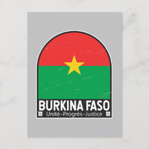 Carte Postale Emblème du drapeau burkinabé Vintage
