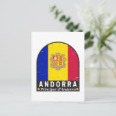 Carte Postale Emblème du drapeau d'Andorre Distressed Vintage (Debout devant)