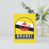 Carte Postale Emblème du drapeau de Brunei Vintage (Debout devant)