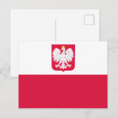 Carte Postale Emblème du drapeau polonais - Polska Pologne - Her (Devant / Derrière)
