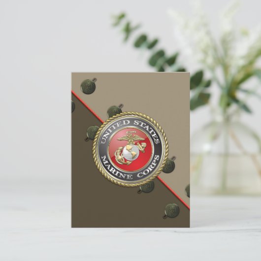 Carte Postale Emblème et uniforme USMC [3D] (Debout devant)