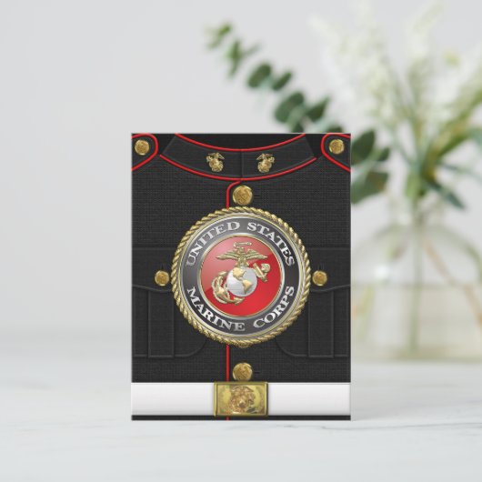 Carte Postale Emblème et uniforme USMC [3D] (Debout devant)
