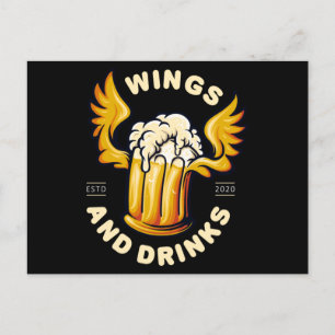 Carte Postale Emblème les boissons de bière et les ailes