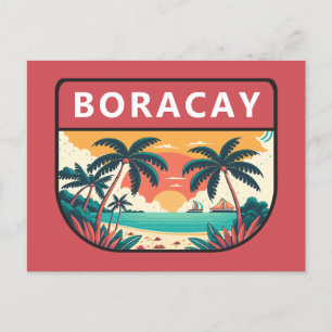 Carte Postale Emblème rétro de Boracay Philippines